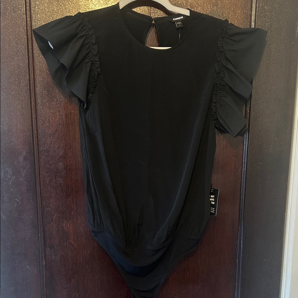 Express Black Rayon Shortsleeved Bodysuit size small NWT